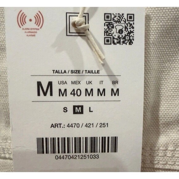 ZARA Men Paint Splatter Denim Jacket Contrast Collar Medium Oyster White - Picture 16 of 16